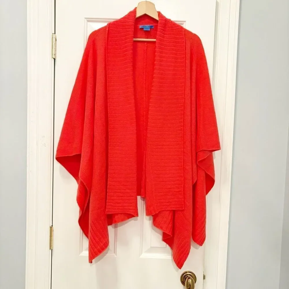 J. McLaughlin 100% Cashmere Wrap Cardigan Sweater One Size Coral
